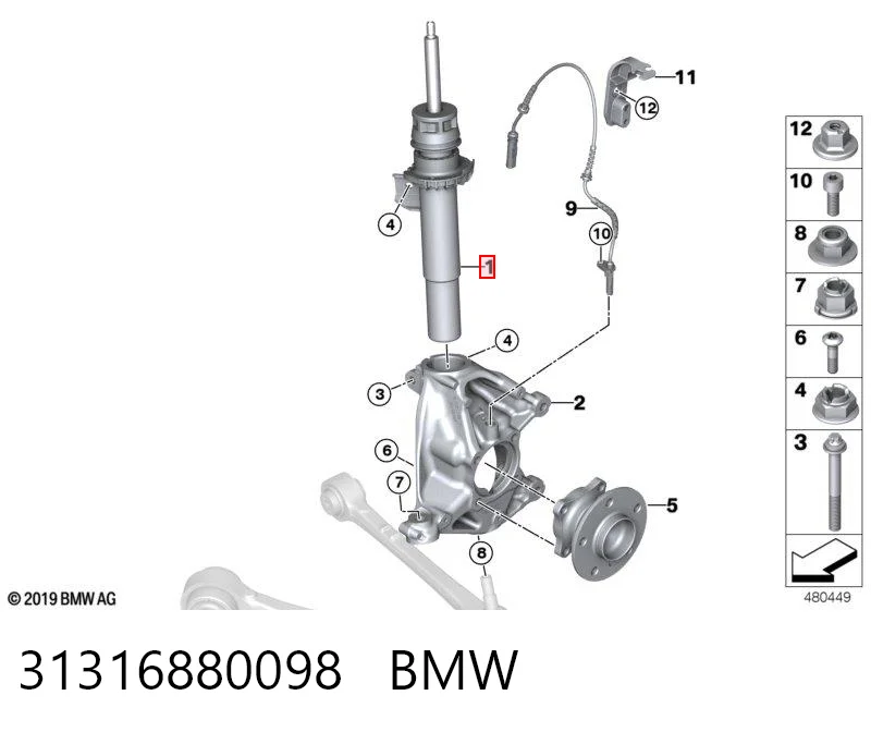 31316880098 BMW Amortecedor dianteiro direito