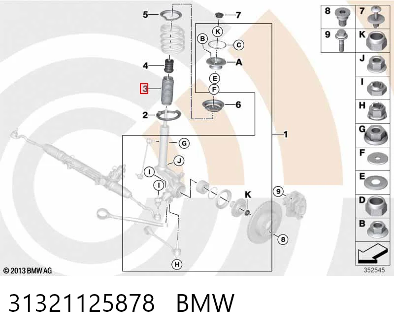 31321125878 BMW Bota de proteção de amortecedor traseiro