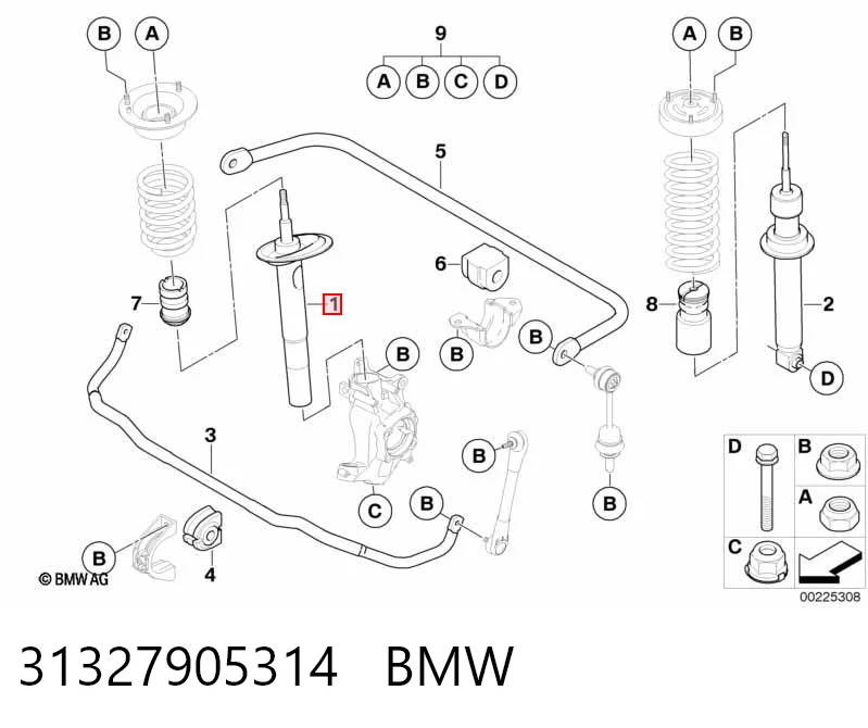 31327905314 BMW Amortecedor dianteiro direito