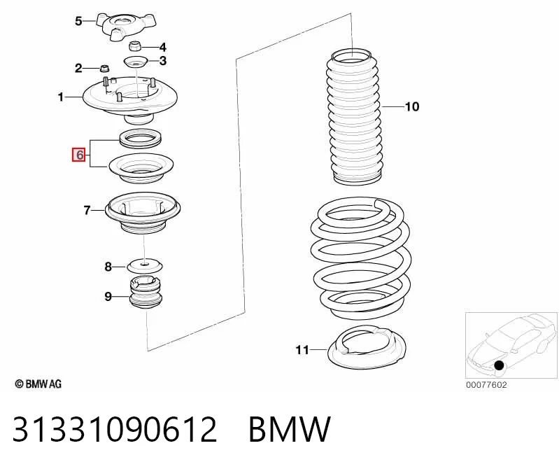 31331090612 BMW Rolamento de suporte do amortecedor dianteiro