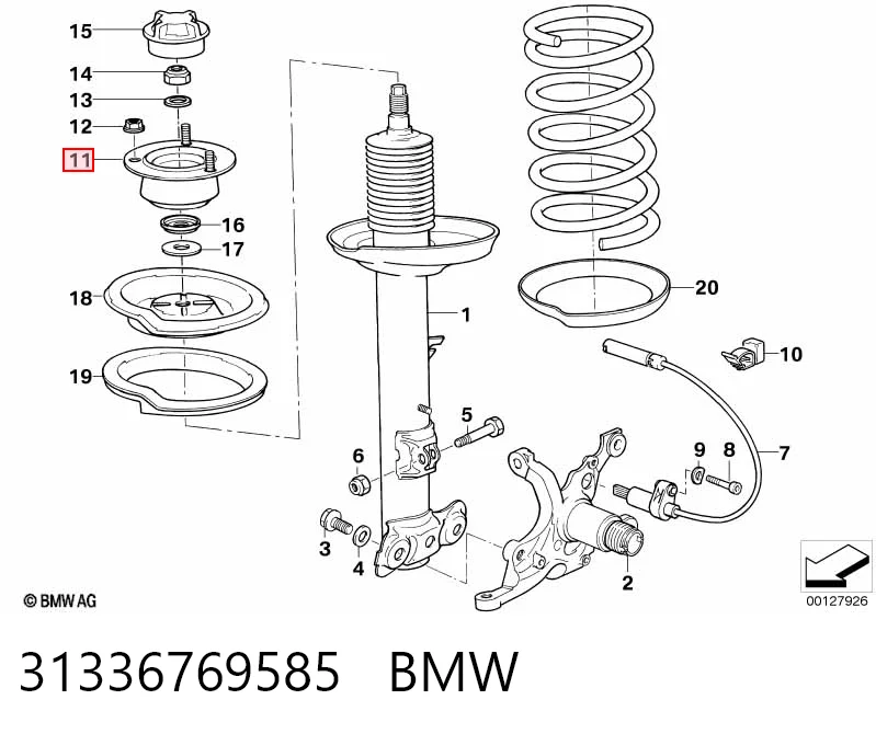 31336769585 BMW Suporte de amortecedor dianteiro