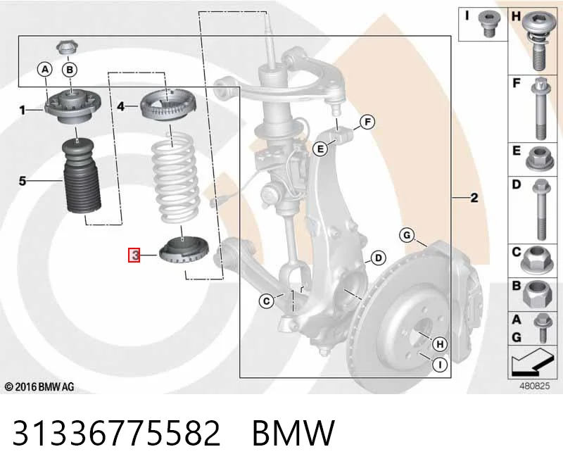 31336775582 BMW Espaçador (anel de borracha) da mola dianteira inferior