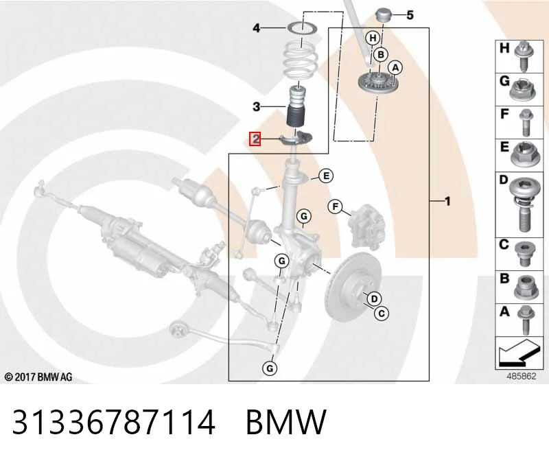 31336787114 BMW Espaçador (anel de borracha) da mola dianteira inferior