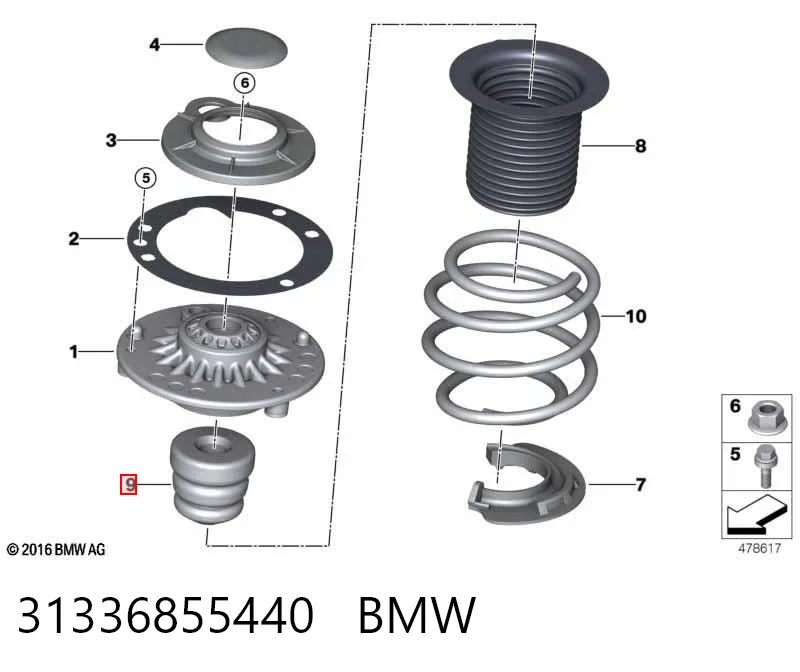 31336855440 BMW Pára-choque (grade de proteção) de amortecedor dianteiro