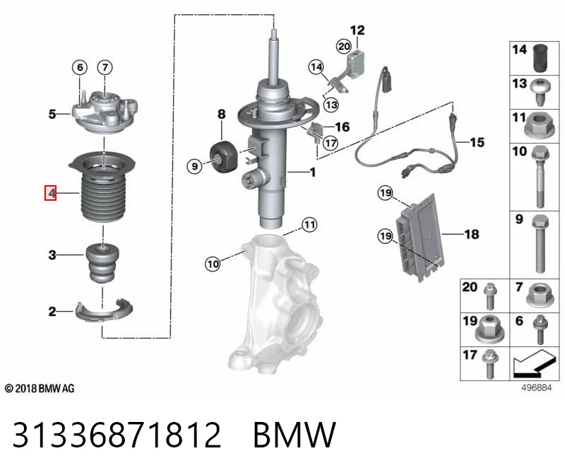 31336871812 BMW Bota de proteção de amortecedor dianteiro