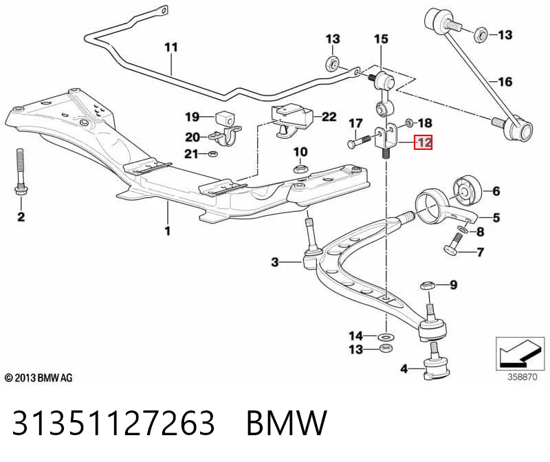 31351127263 BMW Consola de suporte dianteiro de estabilizador