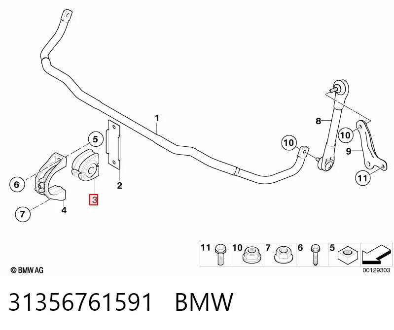 31356761591 BMW Bucha de estabilizador dianteiro