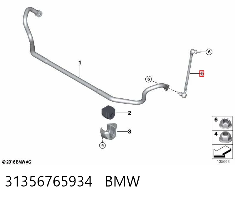 31356765934 BMW Montante direito de estabilizador dianteiro