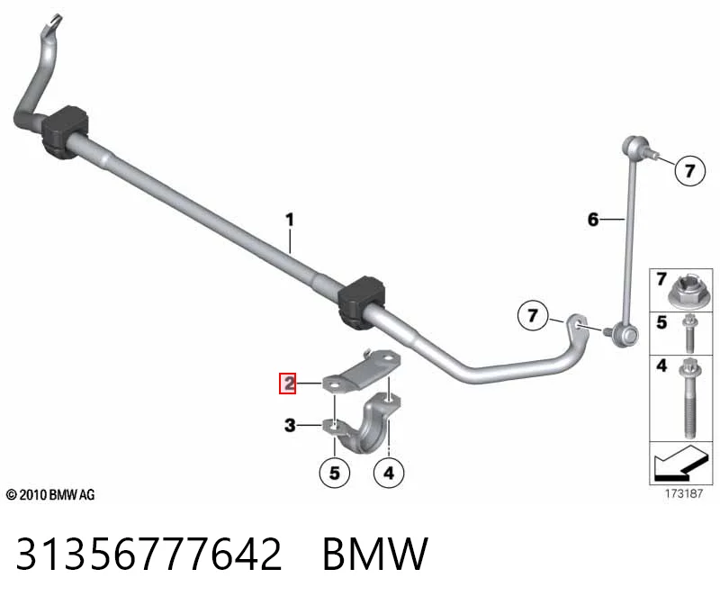 31356777642 BMW Braçadeira de fixação da bucha de estabilizador dianteiro