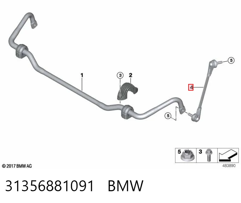 31356881091 BMW Montante esquerdo de estabilizador dianteiro