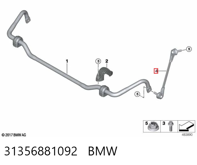 31356881092 BMW Montante direito de estabilizador dianteiro
