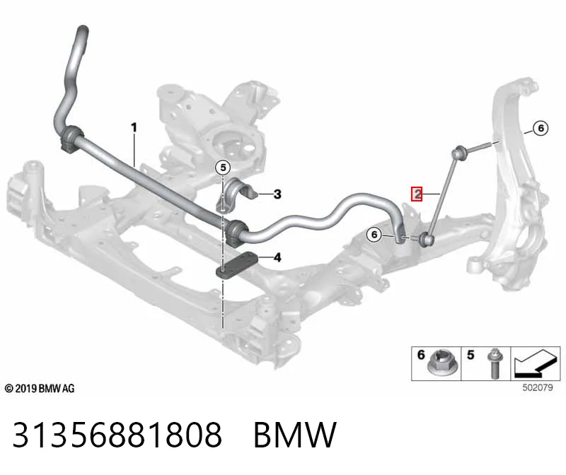 31356881808 BMW Montante direito de estabilizador dianteiro