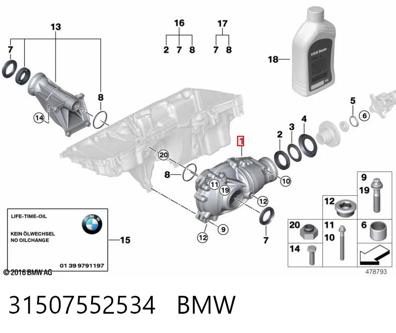 31507552534 BMW Redutor do eixo dianteiro