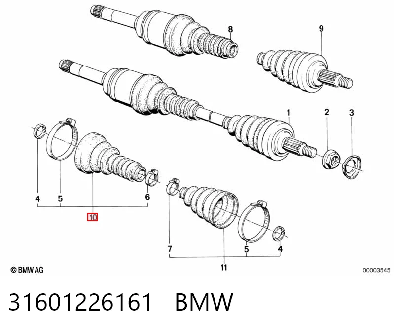 Bota de proteção interna de junta homocinética do semieixo dianteiro BMW 3  E30 ao melhor preço