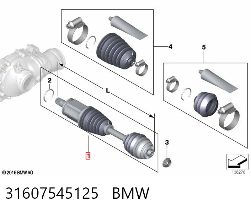 31607545125 BMW Semieixo (acionador) dianteiro esquerdo