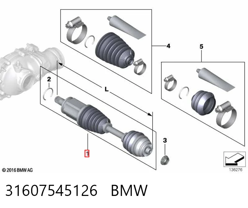31607545126 BMW Semieixo (acionador) dianteiro direito