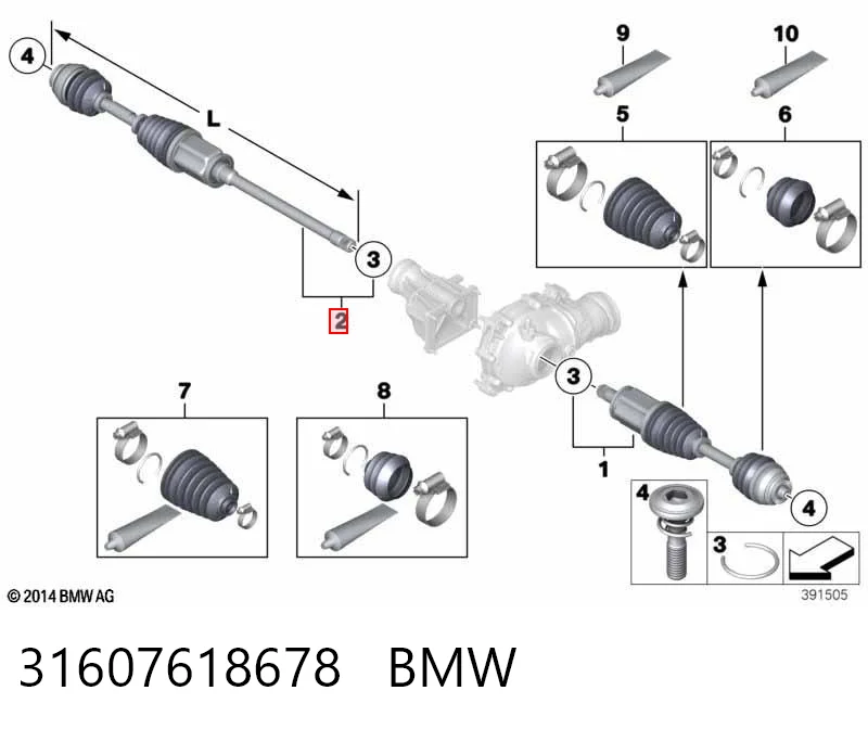 31607618678 BMW Semieixo (acionador) dianteiro direito