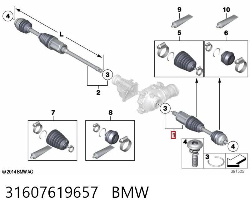 31607619657 BMW Semieixo (acionador) dianteiro esquerdo