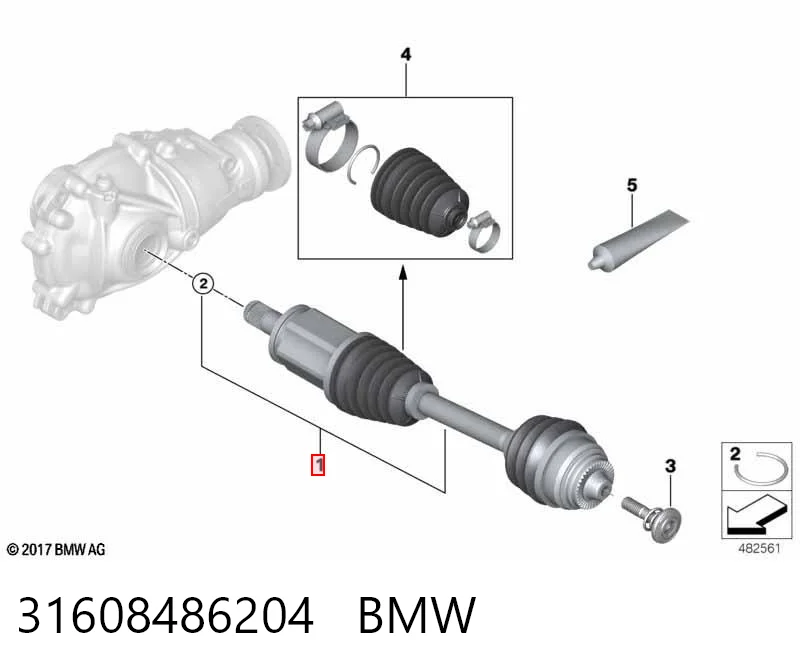 31608486204 BMW Semieixo (acionador) dianteiro esquerdo