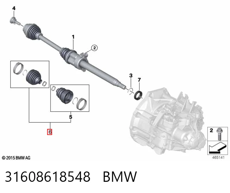 Bota de proteção externa de junta homocinética do semieixo dianteiro para BMW 1 F40