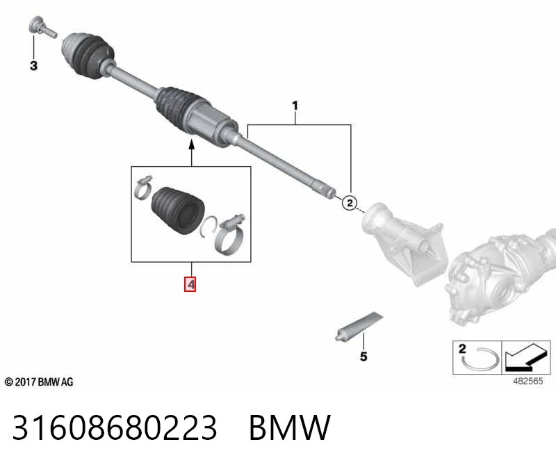31608680223 BMW Bota de proteção interna de junta homocinética do semieixo dianteiro