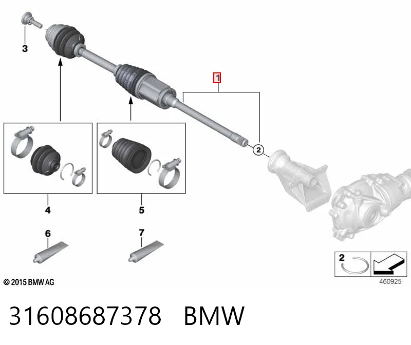 31608687378 BMW Semieixo (acionador) dianteiro direito