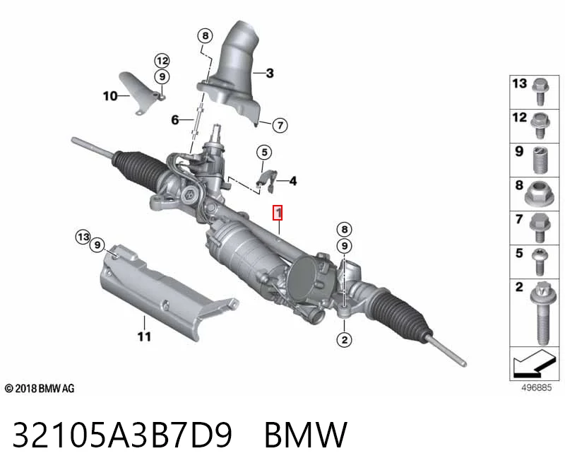  Cremalheira da direção BMW 3 sedan (G20, G80, G28) (2018 - 2026) 