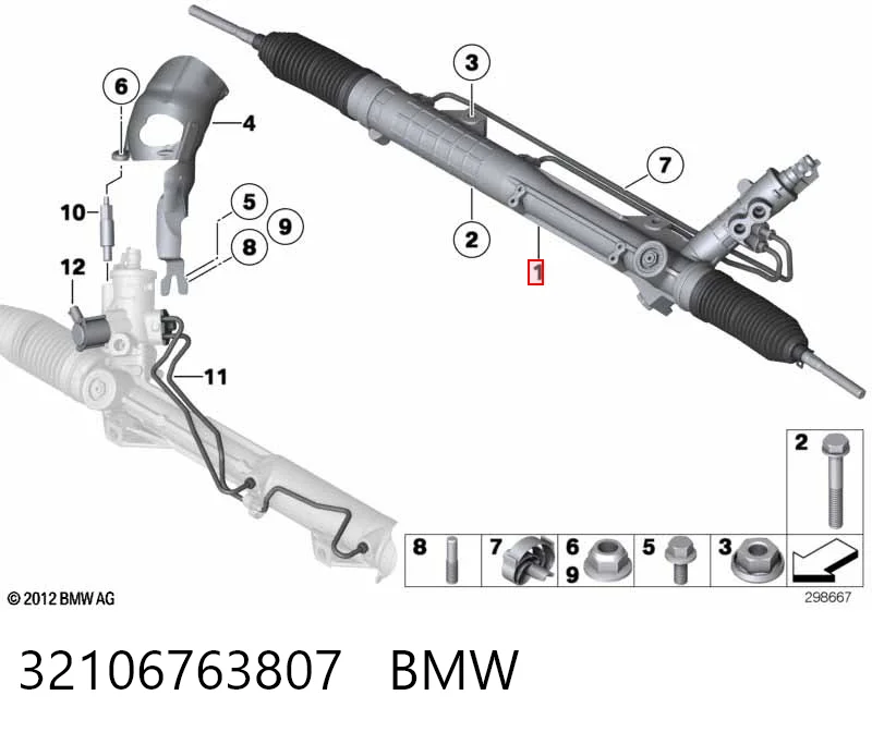 32106763807 BMW Cremalheira da direção