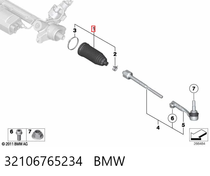 32106765234 BMW Bota de proteção do mecanismo de direção (de cremalheira)