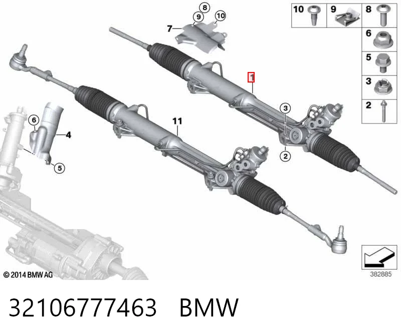 32106777463 BMW Cremalheira da direção