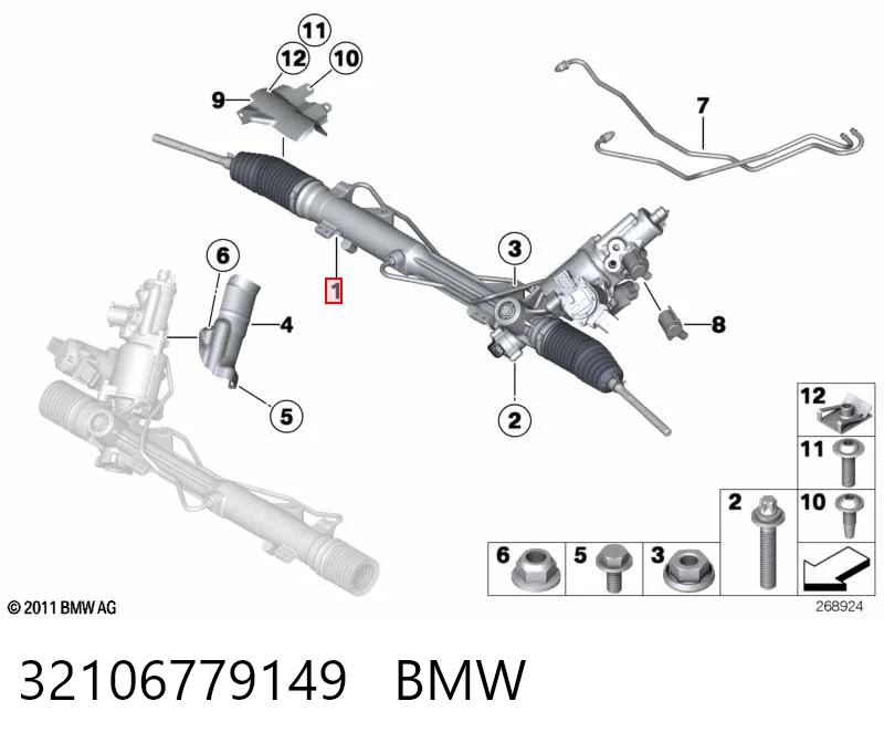 32106779149 BMW Cremalheira da direção