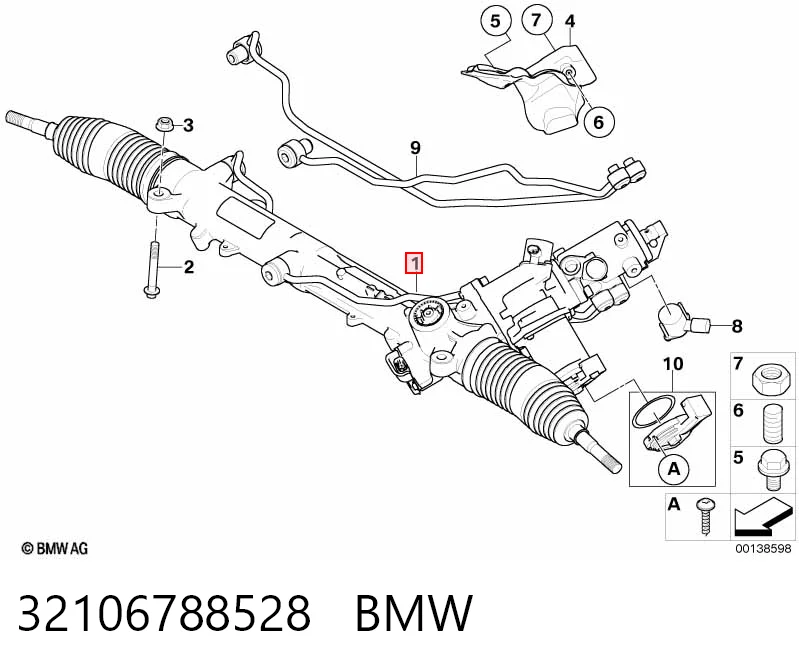 32106788528 BMW Cremalheira da direção