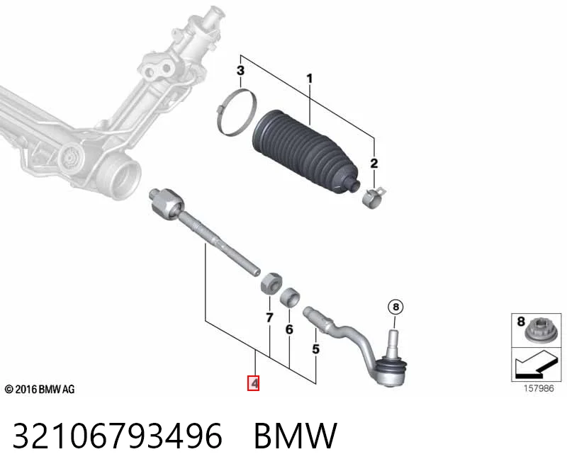 32106793496 BMW Tração de direção montada
