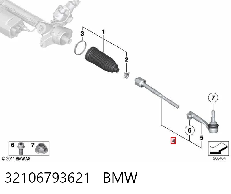 32106793621 BMW Tração de direção montada esquerda