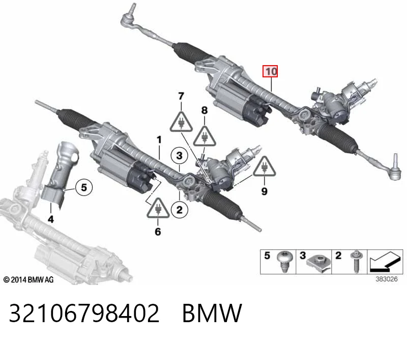 32106798402 BMW Cremalheira da direção