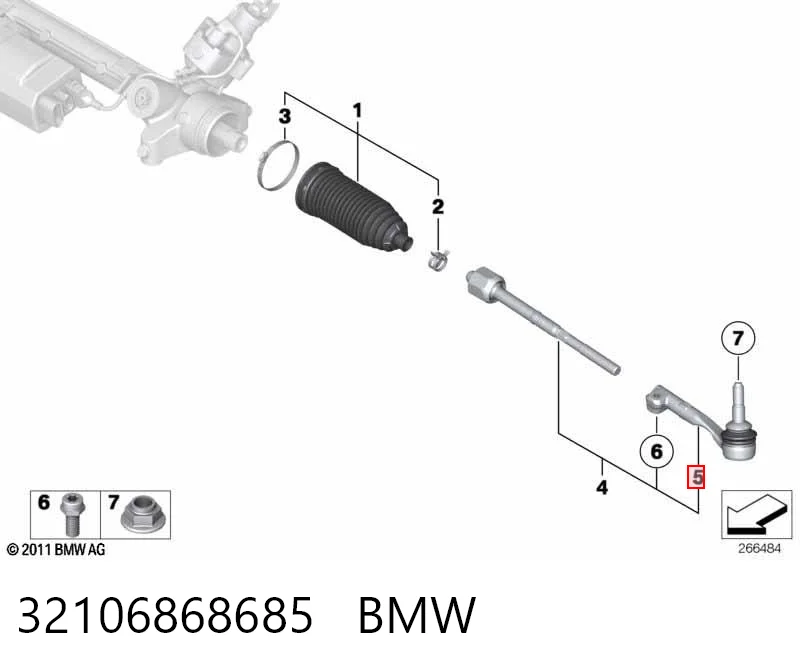 32106868685 BMW Ponta externa da barra de direção