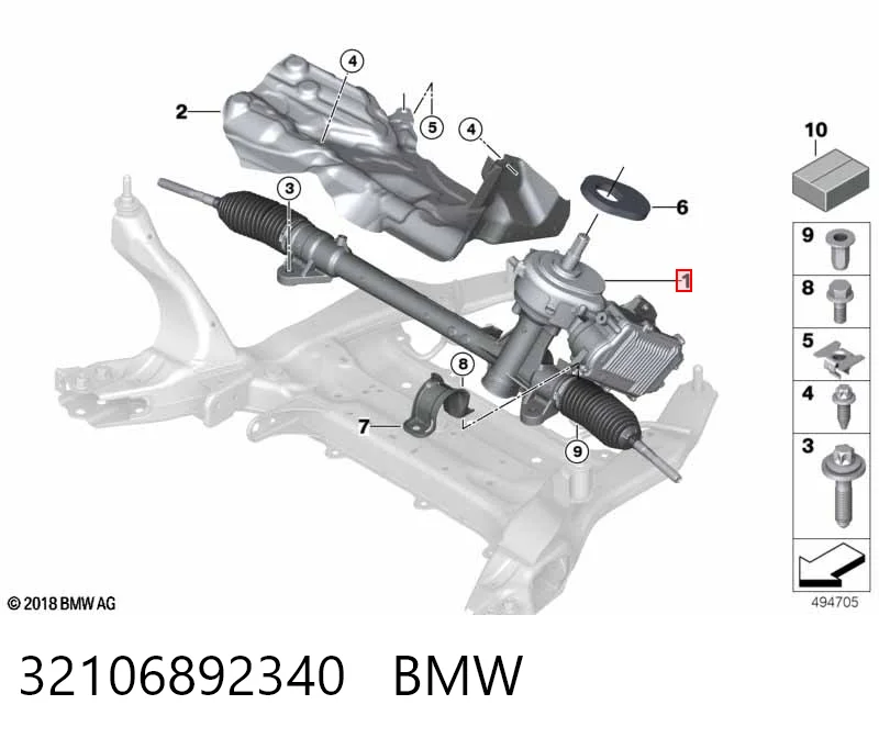 32106892340 BMW Cremalheira da direção