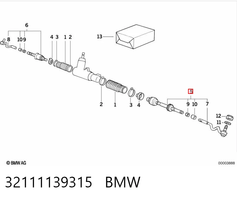 32111139315 BMW Tração de direção montada esquerda