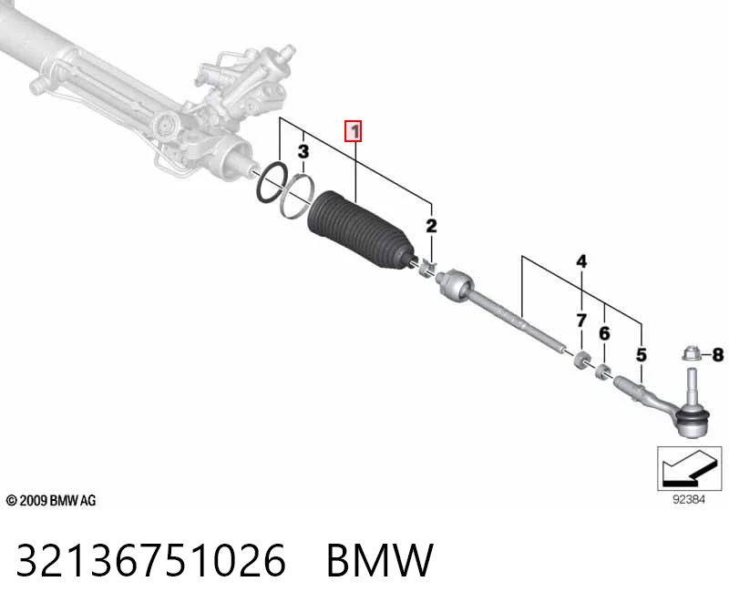 32136751026 BMW Bota de proteção do mecanismo de direção (de cremalheira)