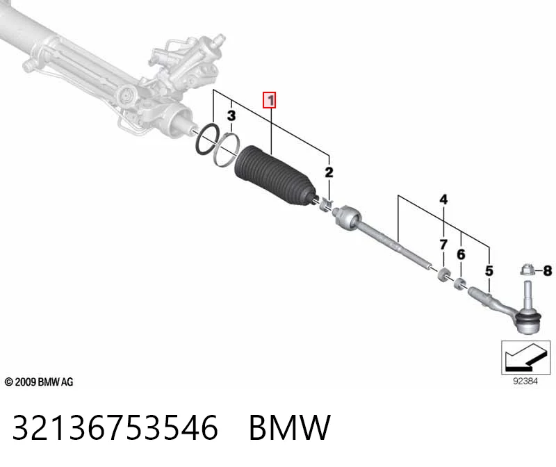 32136753546 BMW Bota de proteção do mecanismo de direção (de cremalheira)