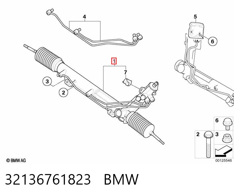 32136761823 BMW Cremalheira da direção
