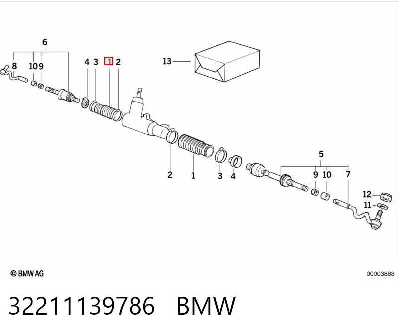 32211139786 BMW Bota de proteção do mecanismo de direção (de cremalheira)