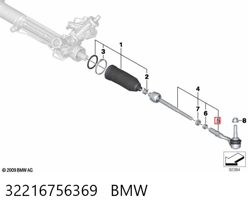 32216756369 BMW Ponta externa da barra de direção