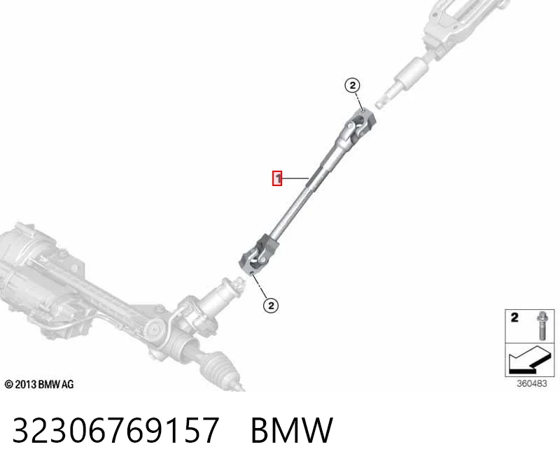 32306769157 BMW Veio da coluna de direção inferior