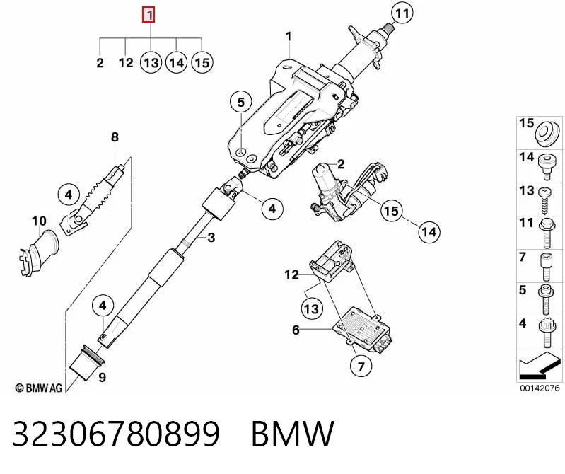 Coluna da direção BMW 7  E65, E66, E67