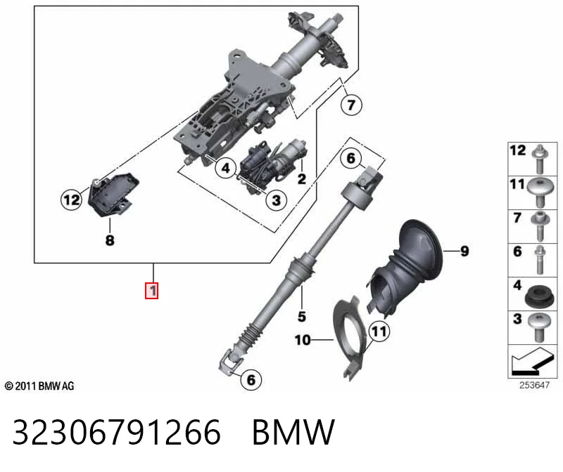Coluna da direção BMW 5  E61 ao melhor preço