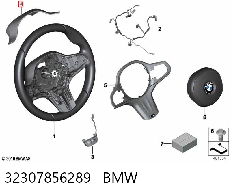 32307856289 BMW Placa sobreposta do volante de direção
