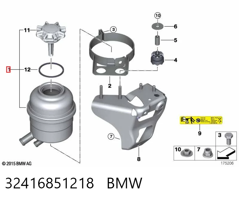 32416851218 BMW Tanque de bomba da Direção hidrâulica assistida
