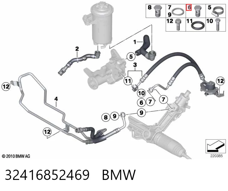 32416852469 BMW Parafuso de tubo de turbina de fornecimento de óleo
