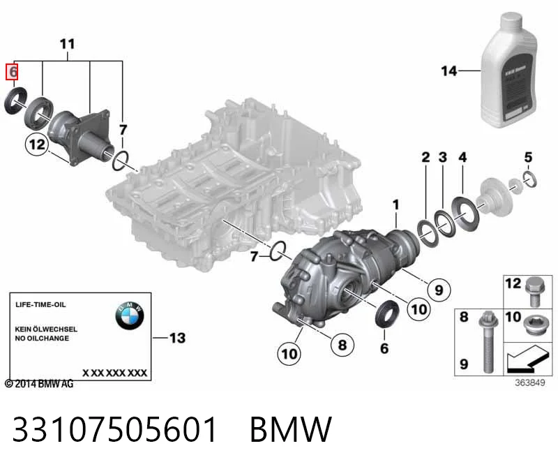 33107505601 BMW Bucim de redutor do eixo dianteiro